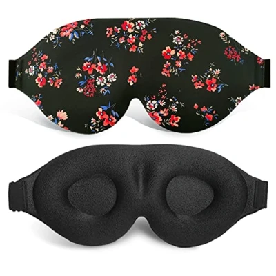 Imagen de Antifaz para Dormir 3D，100% Anti Luz，diseño de nariz en 3D，Copas Ajustables Ojos，suave y cómodo siestas, dormir, yoga viajes (Flore Pequeña)