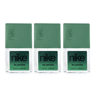 Imagen de NIKE The Perfume Woman Intense, Colonia Mujer, Pack de 3 x 30 ml, Formato Viaje en Spray, Eau Toilette Femenina, Aroma Cítrico Amaderado, Fragancia Elegante, Intensa y Duradera