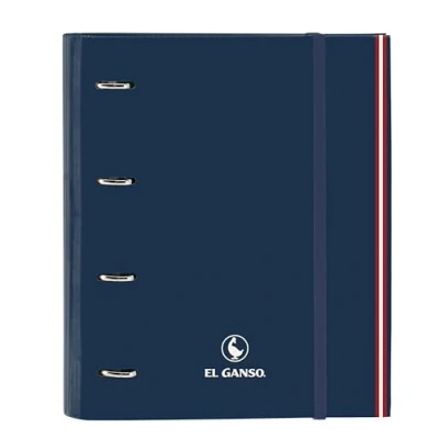 Imagen de Safta EL GANSO CLASSIC Carpeta 4 Anillas de 35 cm con 100 Hojas A4, Ideal para Niños Diferentes Edades, Cómoda y Versátil, Calidad Resistencia, 27x3.5x32 cm, Color Azul Marino