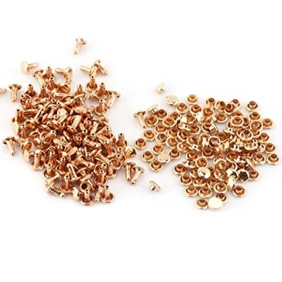 Imagen de Yosoo 100Pcs Bulk Double Cap Rivets 6x8mm pour le Cuir, Bricolage Artisanat, Sac, Réparation Chaussures, Pet Collar (Couleur : Or)