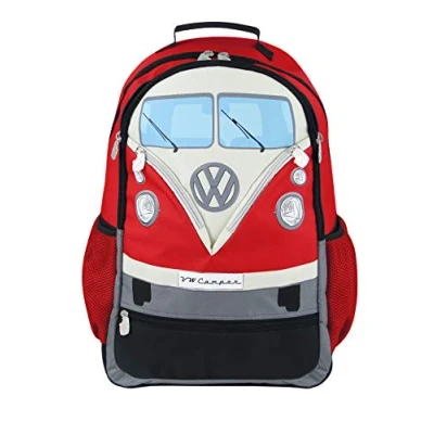 Imagen de BRISA VW Collection Mochila de senderismo y laptop Volkswagen T1 Camper Bus (30L/Grande/Frente del Bus/Rojo)