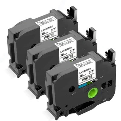 Imagen de Cinta Oozmas Compatible con Brother TZe 241 Negro sobre Blanco 18mm x 8m, P Touch PT1000 PT1010 PT1010B PT1800 PT1810 PT1830 PT1830C, pack de 3