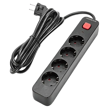 Imagen de Aigostar Regleta Enchufes, Alargador Enchufe de 4 Enchufes con Interruptor, Cable 3 Metros, Negro