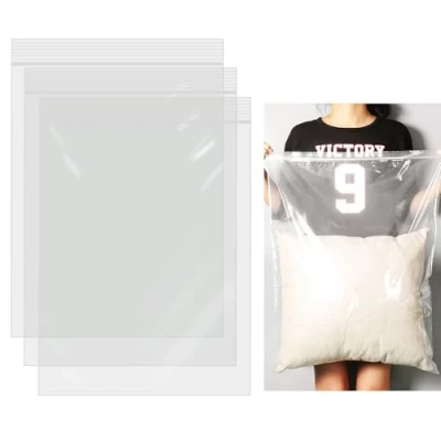 Imagen de YBCCBY 20 PCS Bolsas de Plástico Resellables 40x60cm Plastico Autocierre Hermetico Reutilizable con Cierre a Presión Transparente Grandes para Comida Ropa