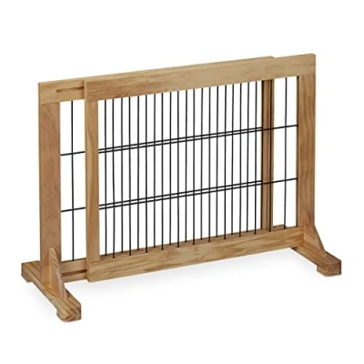 Imagen de Relaxdays Barrera Seguridad Niños y Perros, Valla Protectora Puerta o Escalera, sin Taladrar, 56 x 70 115cm, Natural, Acero