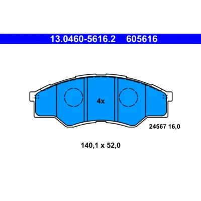 Imagen de ATE 13.0460 5616.2 Juego de pastillas freno no preparado para indicador desgaste, excl. contacto avisador desgaste TOYOTA: HILUX 3 Pick up
