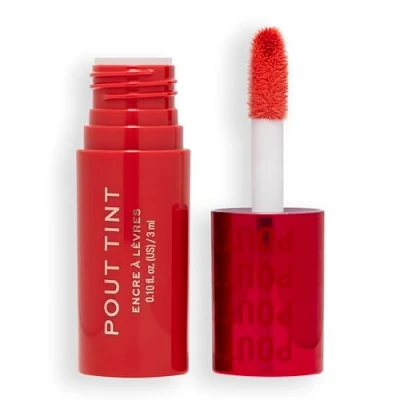 Imagen de Makeup Revolution, Tinte Labial Pout, Ligero, Color Construible, Fórmula Hidratante con Acabado de Brillo a Mancha, Sweetie Coral, 3ml