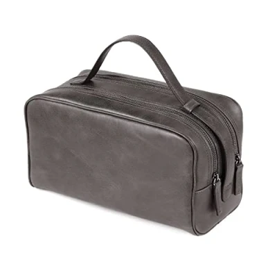 Imagen de Londo Bolso de Viaje en Piel auténtica con Dos Compartimentos Unisex (Gris)