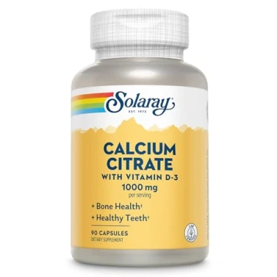Imagen de Solaray Calcium Citrate 1000mg Con Vitamin D3 Calcio Citrato 90 Vegcaps