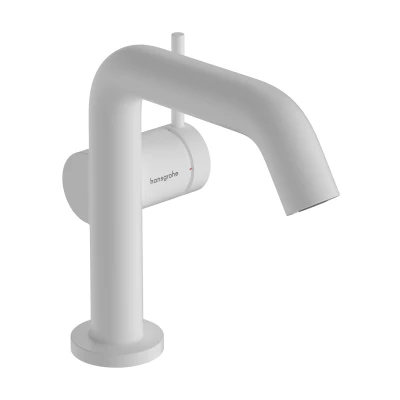 Imagen de hansgrohe Tecturis S Fine grifo lavabo con vaciador Push Open, ahorro de energía (CoolStart), monomando 112 mm, mezclador agua (EcoSmart+), blanco mate, 73320700