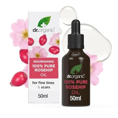 Imagen de Aceite de Rosa Mosqueta Dr Organic, 100% Puro y Natural, Alto en Vitamina C, Rejuvenece Nutre, Facial, Vegano, Libre Crueldad, Sin Parabenos ni SLS, Orgánico, 50ml