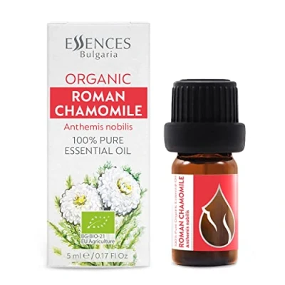 Imagen de Essences Bulgaria Aceite Esencial de Camomila Romana Orgánica 5ml Anthemis nobilis 100% Puro y Natural Sin Diluir Grado Terapéutico Granja Familiar Destilado al Vapor OMG Vegano
