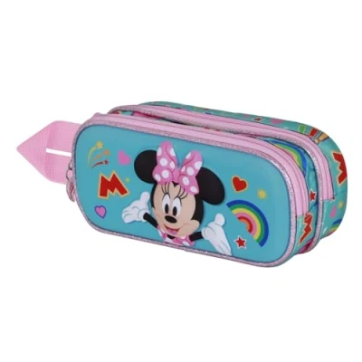 Imagen de Disney Minnie Mouse Greet Estuche Portatodo 3D Doble, Turquesa, 22 x 10 cm