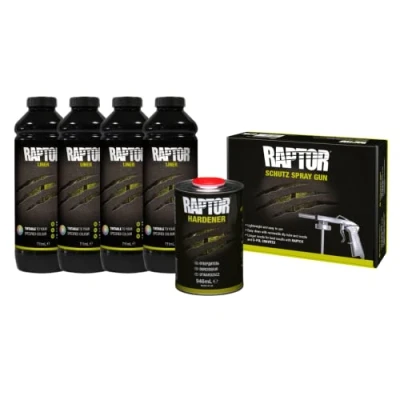 Imagen de U POL Raptor Pintura Protectora, Kit de 4 Botellas 3,79 litros (Incluido el endurecedor), Tintable con una Pistola Aplicación Estándar