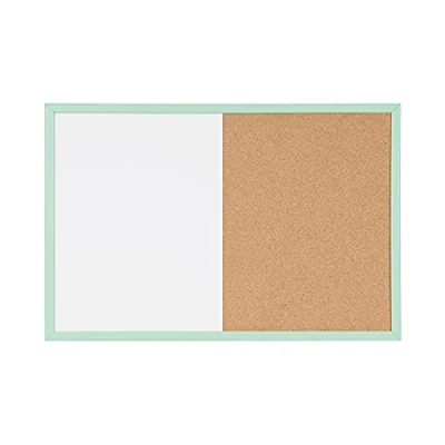 Imagen de Bi Office Tablero Combinado con Marco Pastel, Magnético de Borrado en Seco y Corcho, MDF Verde 80x60cm
