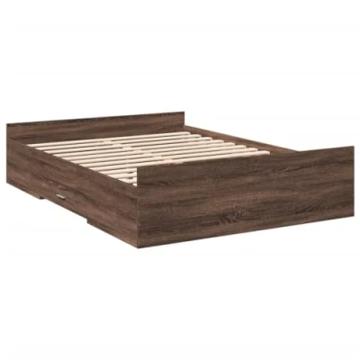 Imagen de vidaXL Cama con Cajones, Somier Doble de Invitados, Estructura Cama, Mueble para Dormitorio, Madera Ingeniería Marrón Roble 120x190 cm