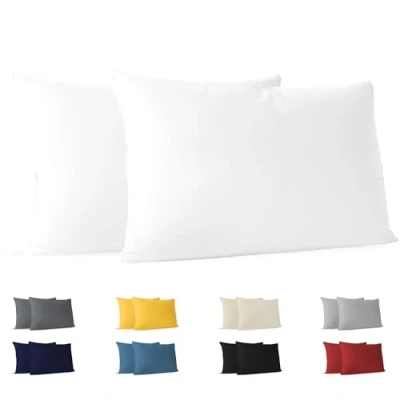 Imagen de Dreamzie Funda Almohada 50x80 (Juego de 2) Blanco para Las Almohadas 50 x 80 cm 100% Algodon Jersey Cojin Cama Protector