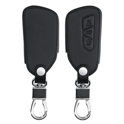 Imagen de kwmobile Carcasa Compatible con VW Golf 8 Llave de Coche 3 Botones Funda Cuero sintético Case para Mando Control Auto Negro