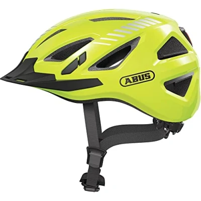 Imagen de ABUS casco urbano Urban I 3.0 de bicicleta con luz trasera, visera y cierre magnético para hombre mujer amarillo (amarillo señal), talla M