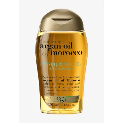 Imagen de OGX Argan Oil of Morocco Penetrating (1 x 100 ml), aceite para el pelo seco y dañado con de argán, fortalece renueva cabello dejándolo sedoso