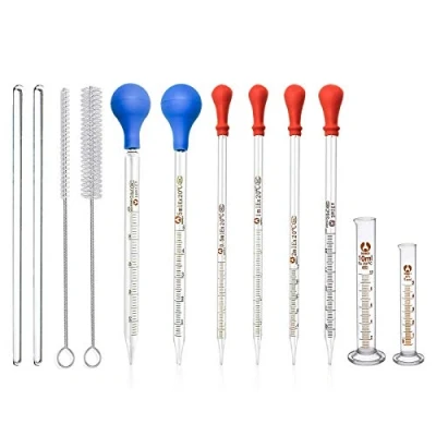 Imagen de Pipetas Cuentagotas, JESSTOLO 6pcs de Laboratorio Escala Cristal Línea Vidrio Pipeta para con 2pcs Cilindros Medición 5ml 10ml