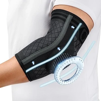 Imagen de CAMBIVO 2x Codera Epicondilitis, Coderas para Tendinitis con Acolchado de Gel y Estabilizadores Laterales, Gym Alivio del Dolor, Codo Tenista Golfista