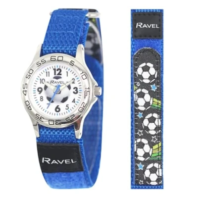 Imagen de Ravel Reloj Fútbol Azul para Niños con Correa de Cierre Fácil Cuarzo Analógico R1507.62