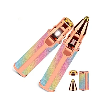 Imagen de Depiladora Facial Para Mujer de Viaje 2 en 1 Eliminador Vello Sin Dolor Depila Cejas, Nariz y Labios Afeitadora Eléctrica Bolsillo Recargable USB con Luz LED