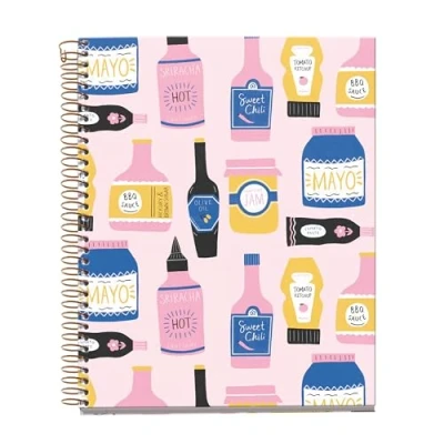 Imagen de Miquelrius Notebook A5 (148 x 210 mm), Cuadrícula 5 mm, 120 Hojas de 70 g/m², Cubierta cartón, 4 Franjas color, Espiral cobre, Colección Foodie Lovers, Kitchen