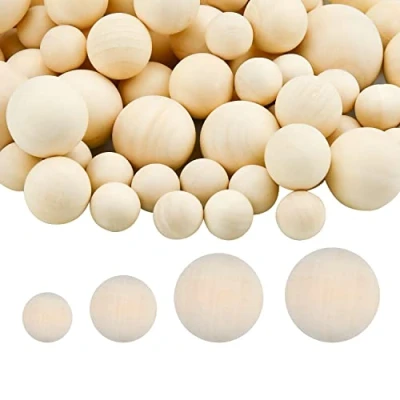 Imagen de KINGOZOYI 65 Piezas Bolas de Madera Natural Sin Agujero 15mm 20mm 25mm 30mm para las Artesanías Bricolaje