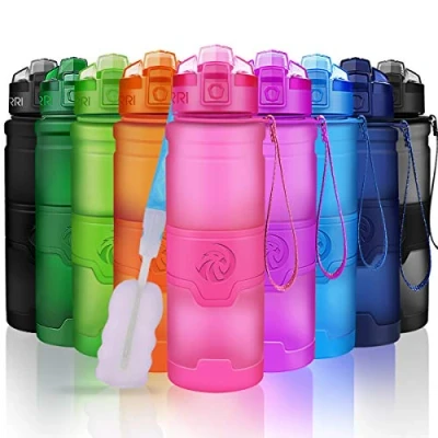 Imagen de ZORRI Botella de Agua Deportiva 400ml/500ml/700ml/1000ml sin BPA &amp; a Prueba Fugas, Reutilizable plastico tritan, Botellas Ideal con Filtro para niños Adulto,1 Click Apertura