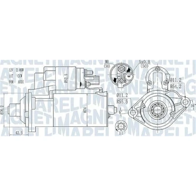 Imagen de MAGNETI MARELLI 063721512010 Motor de arranque 12 2 11 VOLKSWAGEN: Golf 5, Passat B6 Berlina, Variant, SEAT: Leon II Hatchback, Altea
