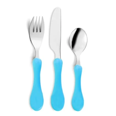 Imagen de Amefa Nuage Set Cubiertos con Tenedor, cucharra, Cuchillo, Acero Inoxidable, Azul, 5x5x21 cm
