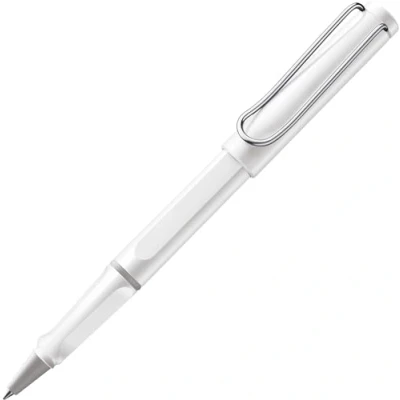 Imagen de Lamy safari white Bolígrafo roller con empuñadura ergonómica y ancho de trazo M para una escritura larga agradable hecho plástico robusto ASA recambio Rollerball 63 en azul