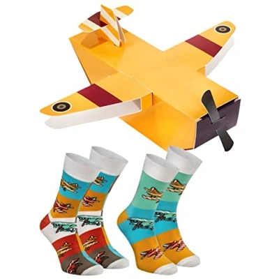 Imagen de Rainbow Socks Hombre Mujer Avión Divertidos Calcetines 2 Par Talla 41 46