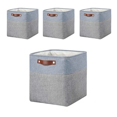 Imagen de Mangata Cesta de almacenamiento tela, Set 4 cajas cubo para estantes, armario, dormitorio