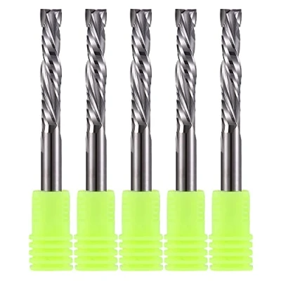 Imagen de EU_HOZLY 5 fresas de compresión metal duro hacia arriba y abajo, 2 flautas, vástago 6 mm (0,236 pulgadas) con diámetro corte mm, longitud 32 (1,26 para fresadora