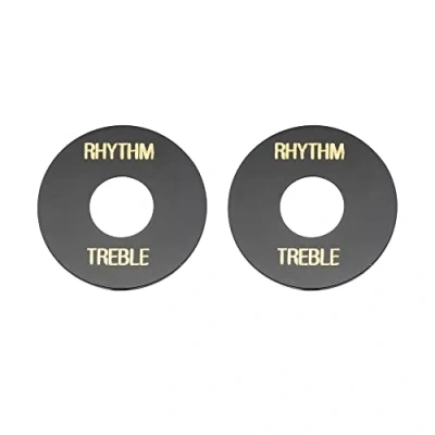 Imagen de Musiclily Pro Autoadhesivo Guitarra Placa Treble Rhythm para Interruptor de Palanca,Negro con Palabras Oro (Juego 2)