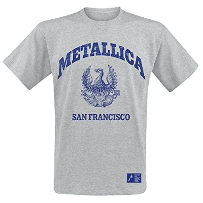 Imagen de Metallica College Crest Hombre Camiseta Gris XXL 90% algodón, 10% poliéster Vorne Bedruckt Regular
