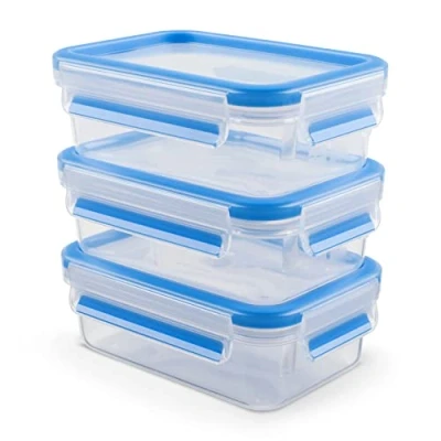 Imagen de Emsa Clip&amp;Close Fresh Set de 3 Recipientes Herméticos Plástico 0,55 L, higiénico, no olores ni sabores, 100% libre BPA, apto lavavajillas y microondas, certificado Baby Care