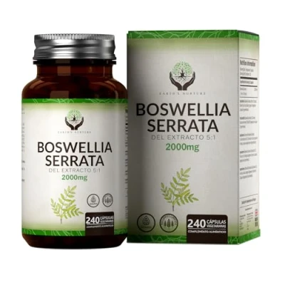 Imagen de en Boswellia Serrata Alta Potencia 2000mg Por Porción 240 Capsulas Veganas Sin OGM, Gluten, Lácteos y Alérgenos Fabricado el Reino Unido