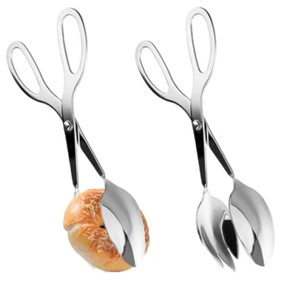 Imagen de 2 Pcs Pinzas Para Ensaladas De Tijera,Pinzas Buffet Acero Inoxidable Hornear Ensalada Pan Cocina Clip Comida A La Parrilla Ensaladas,Pan,Pasteles,Buffet,Aperitivos Varios