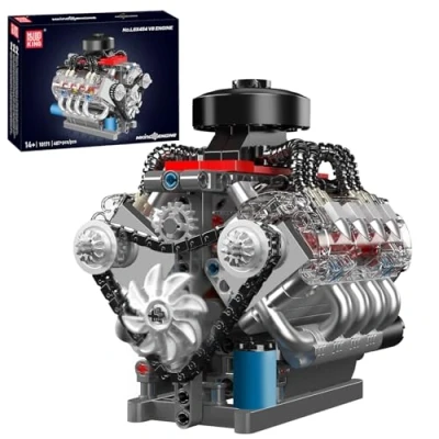 Imagen de Mould King 10171 Técnica V 8 Motor Bloques de Construcción, 487 Piezas Abrazadera Juguetes Set como Regalo/Coleccionables
