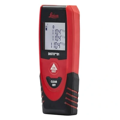 Imagen de Leica DISTO D1: Medidor láser de distancia sencillo y fácil usar con Bluetooth (se conecta a aplicaciones), uso en interiores un alcance 40 m