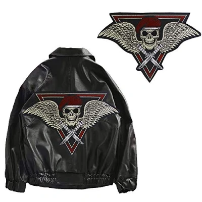 Imagen de EMDOMO Parches bordados con diseño de calavera, punk, para planchar en la ropa, motociclista, motocicleta