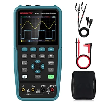 Imagen de Osciloscopio Digital, HANMATEK HO52 Mini TFT de 3,5&quot;, y Multímetro 2 IN 1, Pantalla Retroiluminada, Función Autocalibración, 7 Medidas Automáticas, Memoria