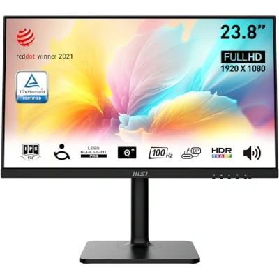 Imagen de MSI Modern MD2412P Monitor Oficina FHD 24&quot;, IPS 1920 x 1080, 75 Hz, Pantalla Cuidado de la Vista, Preparada HDR, Altavoces, Soporte Ajustable en 4 Direcciones, KVM, DP 1.2a, HDMI 1.4b, USB Tipo C