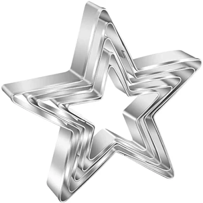 Imagen de AVANA Juego de 5 moldes acero inoxidable, diseño estrellas, color plateado