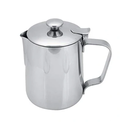Imagen de Nikou taza de espuma, café acero inoxidable Jarra espuma leche con tapa para Arte(350ml)