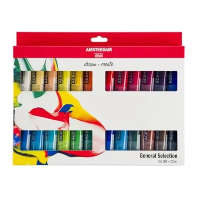 Imagen de Amsterdam Standard Series Set de Pintura Acrílica para Novatos Mezcla Colores (24 x 20 ml) Básicos